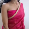 Sheer Pink Saree with Ornate Gold Border