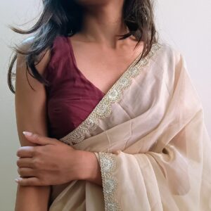 Ethereal Beige Tissue Organza Saree