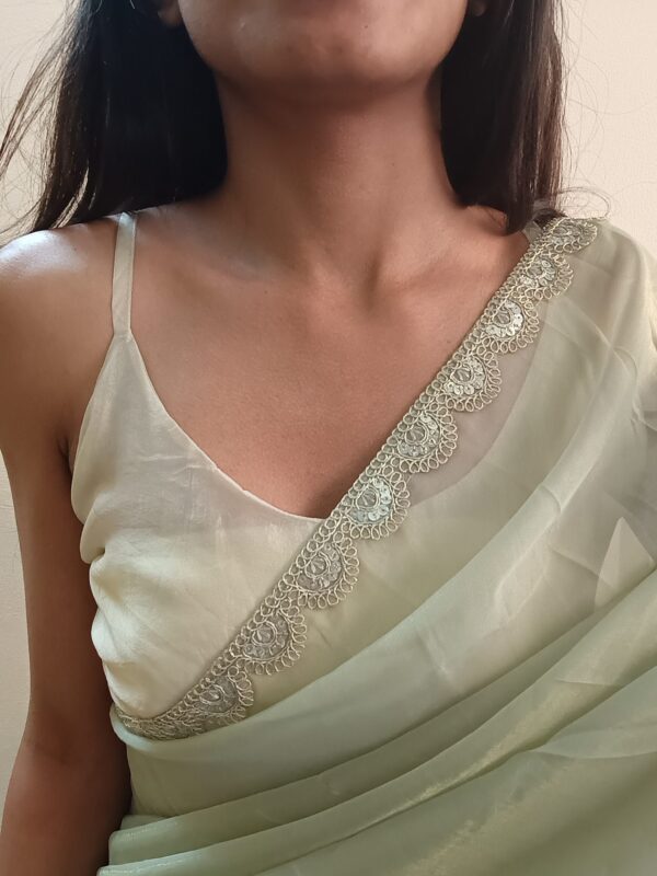 Celestial Sage Green Sheer Tissue Saree