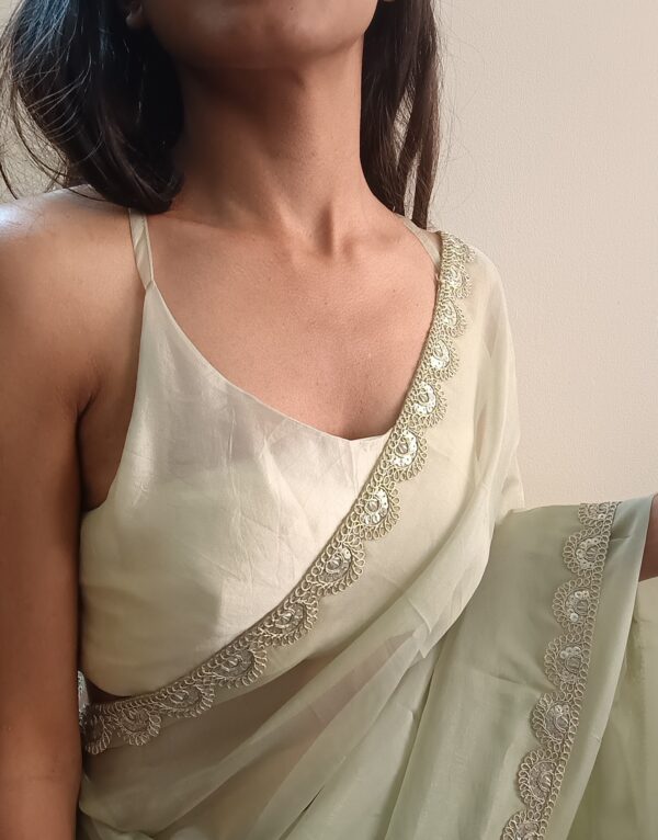 Celestial Sage Green Sheer Tissue Saree