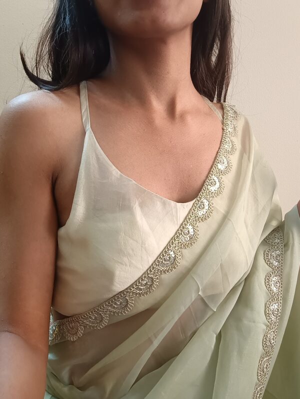 Celestial Sage Green Sheer Tissue Saree