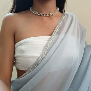 Serene Ice Blue Sheer Saree