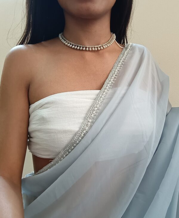 Serene Ice Blue Sheer Saree