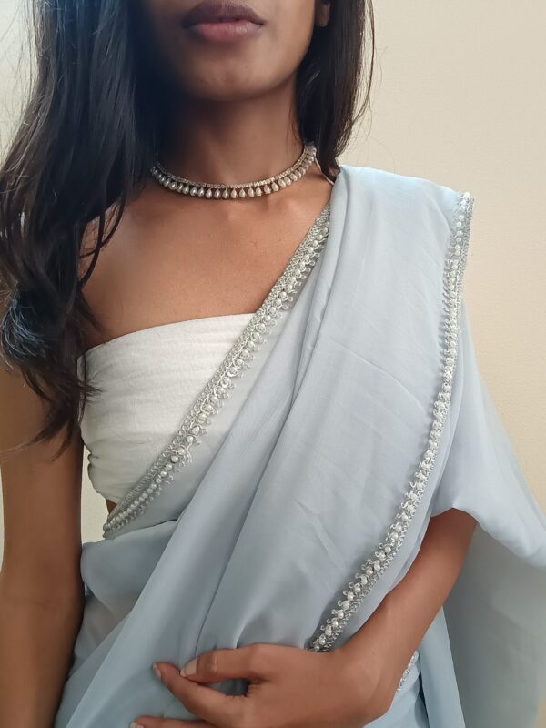 Serene Ice Blue Sheer Saree