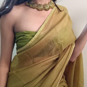 Mystic Olive Green Sheer Tissue Saree
