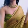 Mystic Olive Green Sheer Tissue Saree